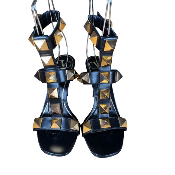 Valentino Garavani Rockstud Roman Stud Black Caged Stiletto Sandals Heels 36.5 - Picture 3 of 11